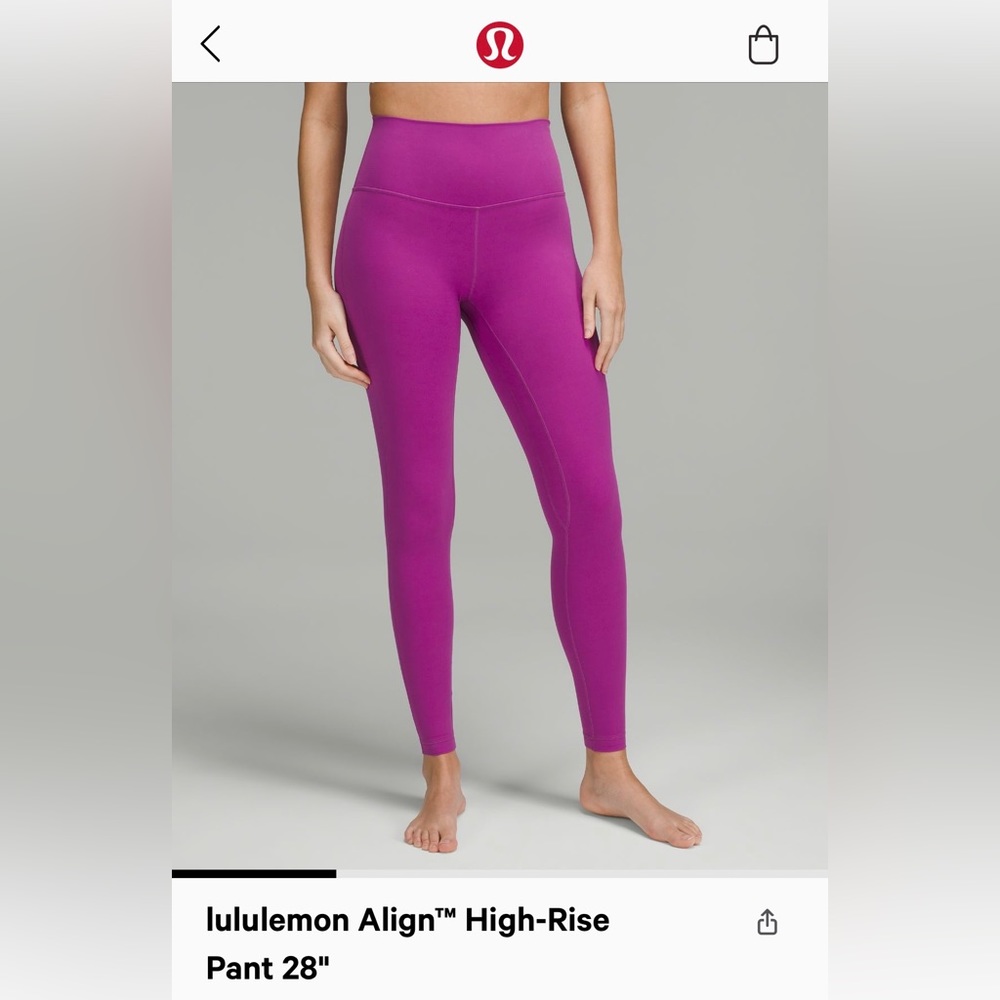 Lululemon Align High-rise 28” leggings. Vivid plum. Size 6.